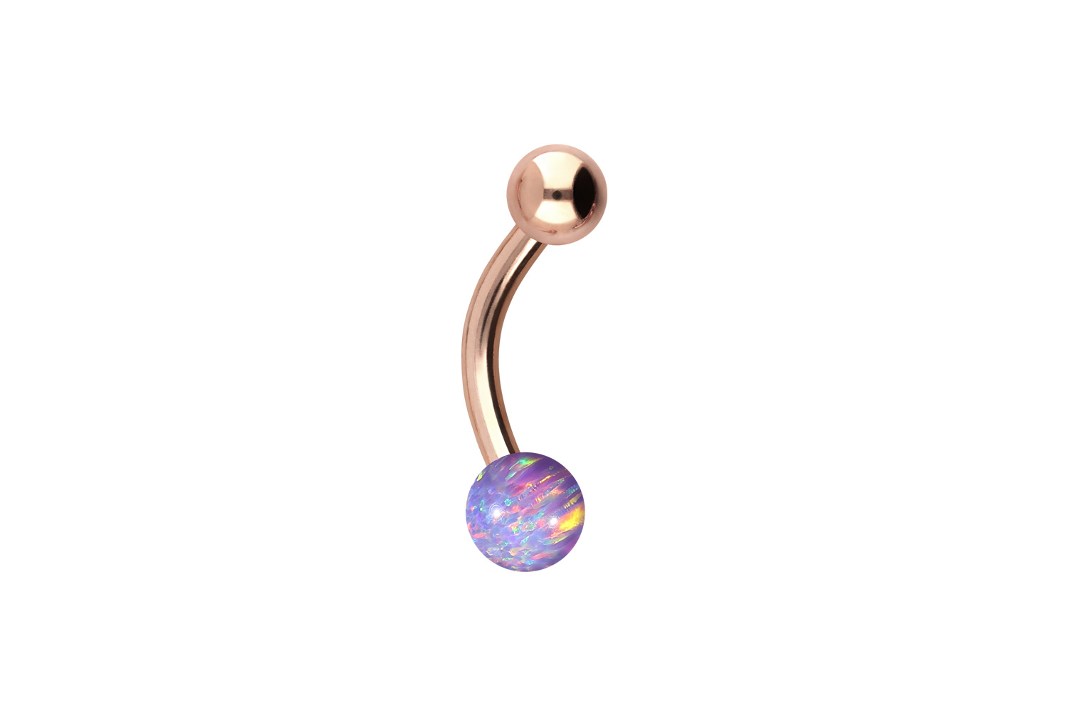 Chirurgenstahl Mini Bananabell Piercing SYNTHETISCHER OPAL + CHIRURGENSTAHL-KUGEL